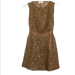 Louche Caramel Sequined Dress Size XS